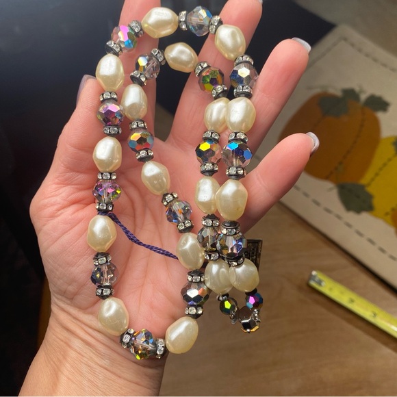 NWT 60’s VINTAGE PAKULA Pearl & Rhinestone Beaded Necklace - Picture 11 of 13